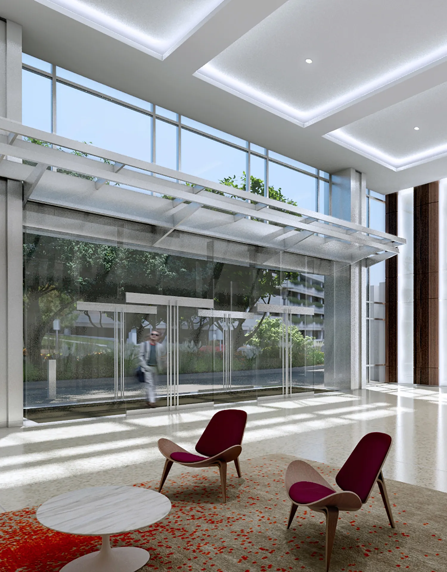 Architectural rendering, Lobby glass canopy