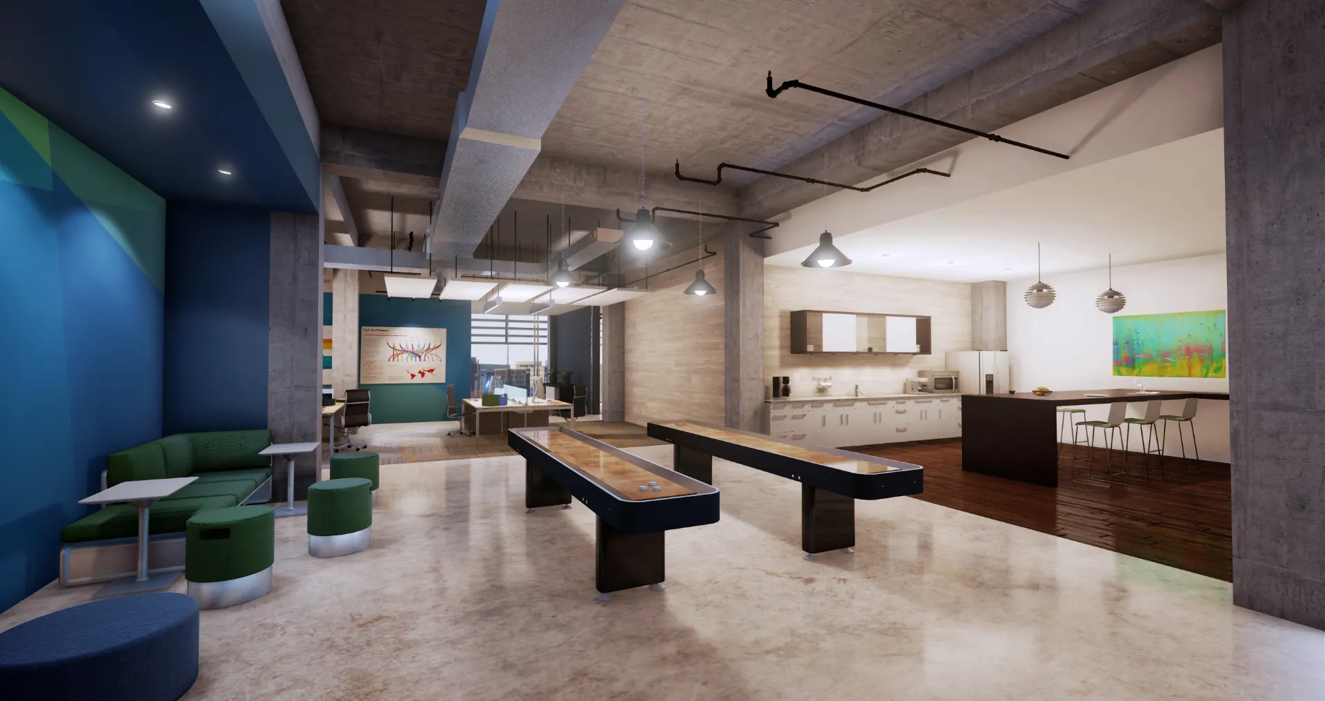 Architectural rendering, Unreal engine amenity lounge